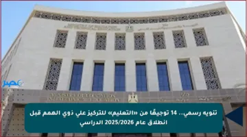 تنويه رسمي.. 14 توجيهًا من «التعليم» للتركيز على ذوي الهمم قبل انطلاق عام 2025/2026 الدراسي